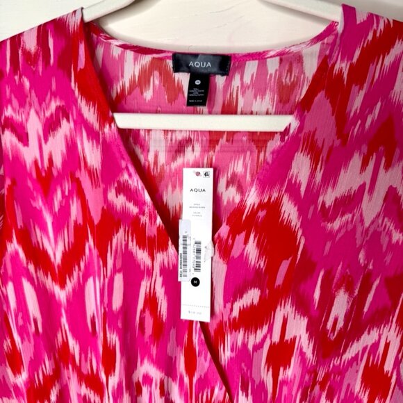AQUA Colorful Ikat Print Faux Wrap Mini Dress - Size Medium (NWT) - Picture 6 of 11